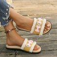 thumbnail image 6 of THDHVS Beach Sandals for Woman,Womens Sandals,Women's Fashionable Casual Summer New Style Outer Wear Bowknot Plaid Beach Rope Slippers Yellow 8.5, 6 of 7