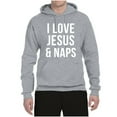 thumbnail image 2 of Wild Bobby I Love Jesus & Naps Inspirational/Christian Unisex Graphic Hoodie Sweatshirt, Heather Grey, X-Large, 2 of 6