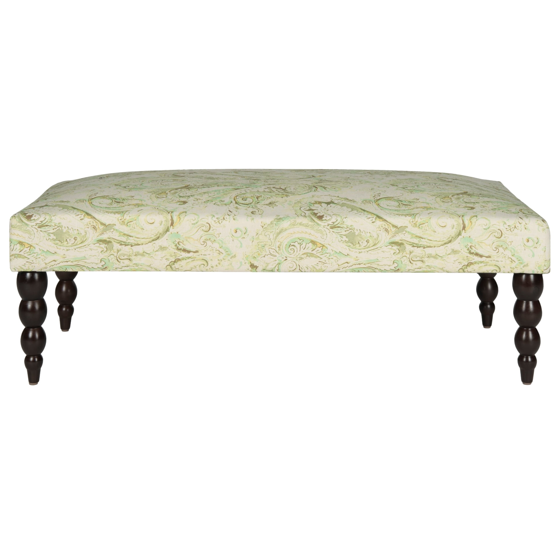 SAFAVIEH Simba 47" Width Ikat Floral Upholstered Bench, Green