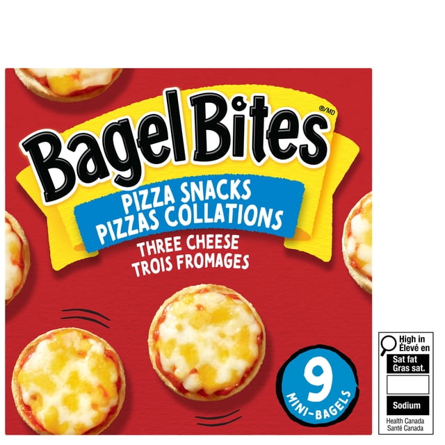 Bagel Bites Three Cheese Frozen Pizza Snacks, Box, 198g