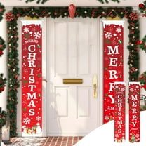 YIMWNYI Christmas Front Porch Door Decorations, Merry Christmas Sign, Outdoor Xmas Decor, Holiday Home Decor, Front Door Hanging, Durable Weather-Resistant Fabric
