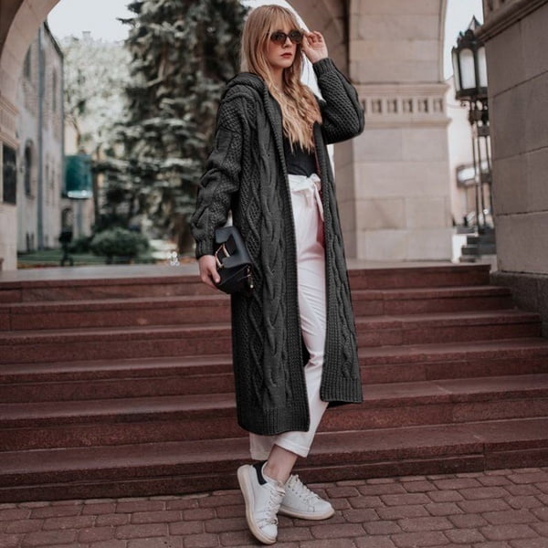 Hooded long sweater coat cheap