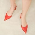 thumbnail image 3 of XYD Women Fashion Kitten Heel Slingback Ankle Strap Pumps Pointed Closed Toe Slip On Comfortable Formal Office Lady Shoes Size 10.5 Red, 3 of 4