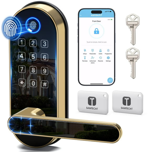 Cerradura inteligente con teclado de entrada sin llave: cerradura de puerta digital con código de acceso, manija de puerta electrónica, perilla de puerta biométrica para puerta de entrada, puerta de d
