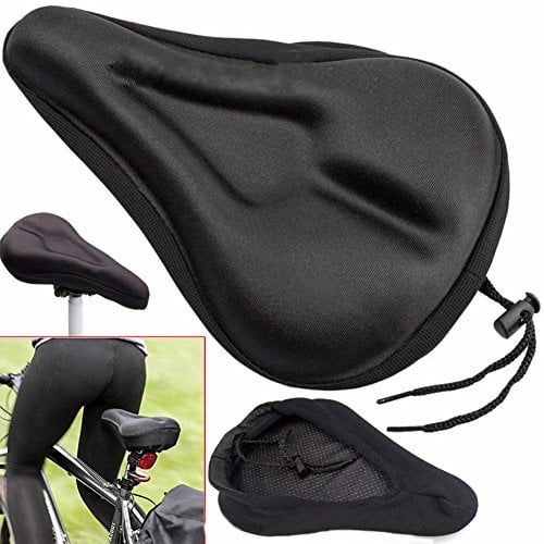Cossll498 Silicone Cycling Bicycle Bike Saddle Breathable Gel Cushion Soft Pad Seat Cover Black 