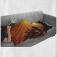 thumbnail image 6 of Palm Soft Flannel Fleece Throw Blanket, Sunset and Tropical Tree Silhouettes Sun over Sea, Cozy Plush for Indoor and Outdoor Use, 50" x 60", Burnt Orange Seal Brown, by Ambesonne, 6 of 6