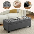 thumbnail image 6 of 51" Fabric Storage Ottoman Bench, Tufted Upholstered Rectangle Storage Bench with Hinge for End of Bed Bedroom Living Room Hallway (Dark Gray), 6 of 10