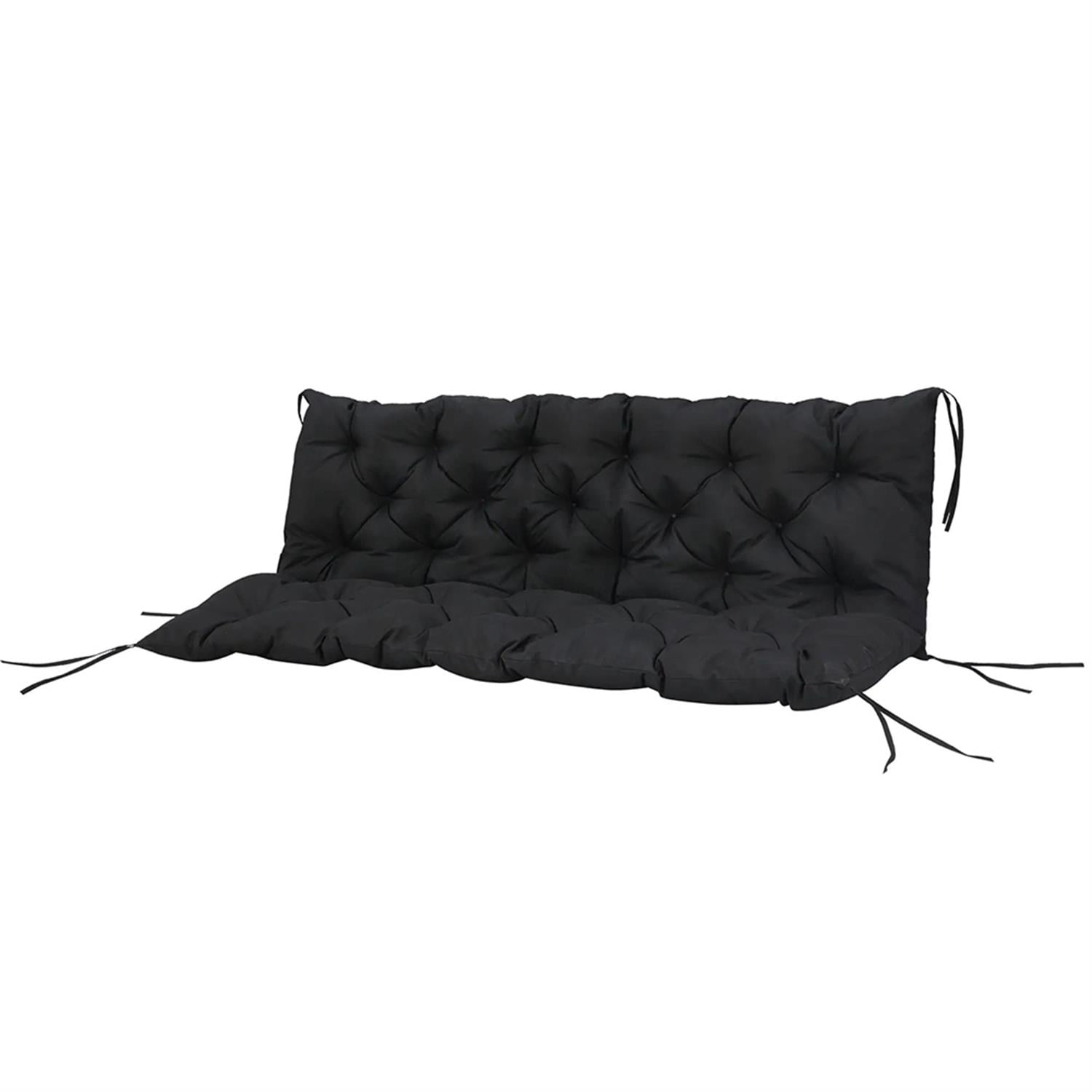 Demi Bonn 59" x 38" Tufted Bench Cushion for Outdoor Furniture, 3-Seater Outdoor Seating Cushions for Swing Chair, Patio Sofa/Couch, Black