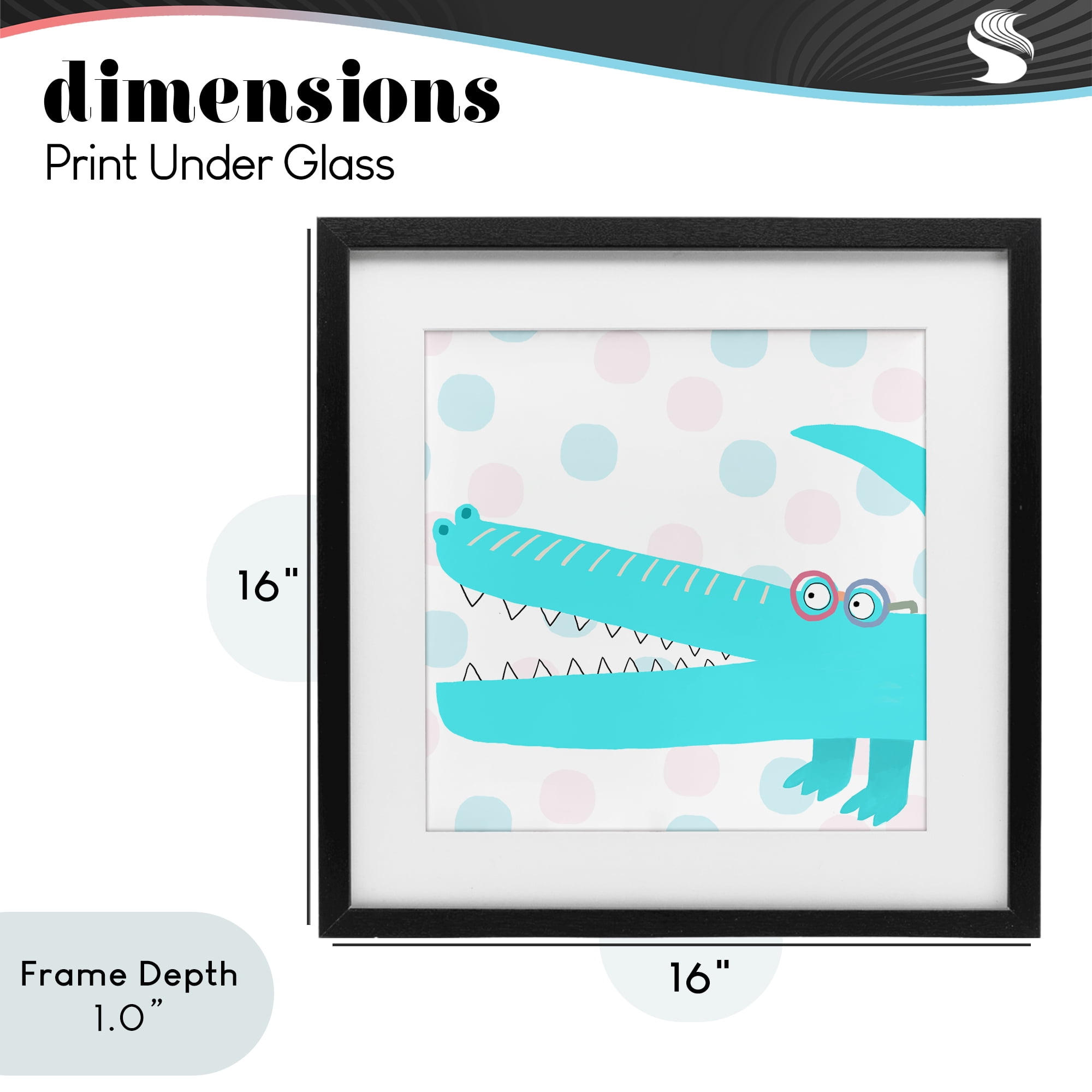 Stupell Industries Electric Blue Crocodile Black Framed Print Under Glass, design by Carla Daly