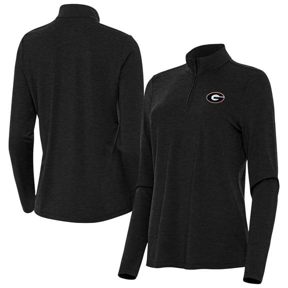 Women's Antigua  Heather Black Georgia Bulldogs Bright Quarter-Zip Top