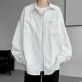 thumbnail image 5 of JTieacloth Business Casual Shirt Men's Long Sleeve Lapel Shirt Casual Solid Holiday Cardigan Shirts Tops White, 5 of 6