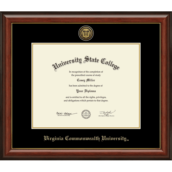 Virginia Commonwealth University Diploma Frame, Document Size 14" x 11"