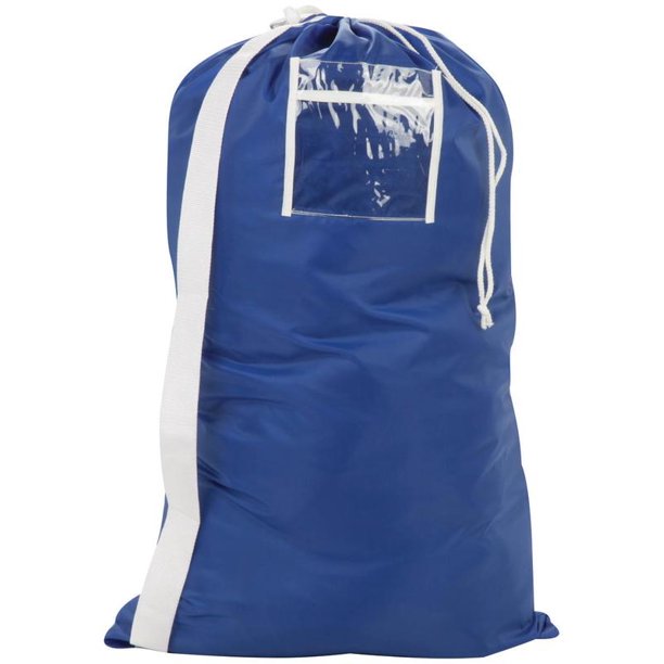 Honey Can Do Nylon Laundry Bag with Shoulder Strap, Blue