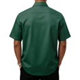 thumbnail image 6 of Mens Short Sleeve Button Down Shirt Casual Print Pocket Top Summer Lightweight Blouse for Work Travel Out Activities Dark Green 3XL, 6 of 6