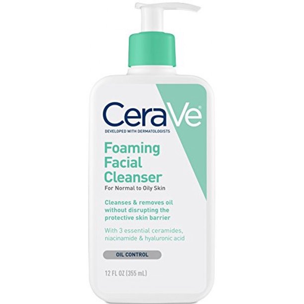CeraVe Foaming Facial Cleanser 12 oz for Daily Face Washing, Normal to