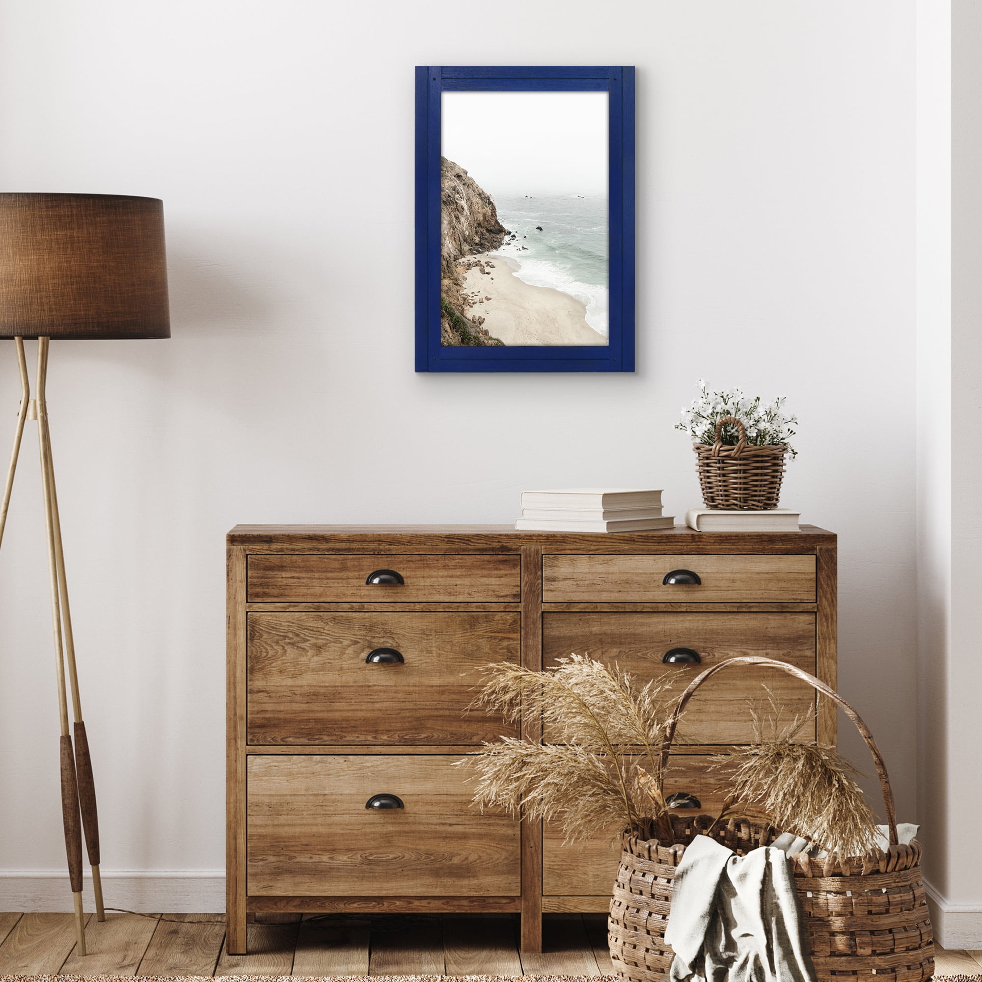 Americanflat 12x18 Poster Frame with Polished Plexiglass Hampton Collection Distressed Frames - Navy Blue
