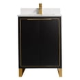 thumbnail image 2 of Fine Fixtures Opulence Collection 24 in. W x 18 in. D x 33 in. H Bathroom Vanity in Black Matte with White Carrara Sintered Stone Sink - Satin Brass hardware, 2 of 8