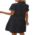 thumbnail image 5 of LEEYNEER LookbookStore Women‘s Casual Jean Dress Folded Sleeve Button Down Tiered Denim Dress Reef Blue Size S, 5 of 5