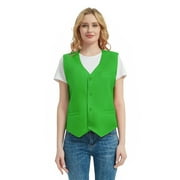 Toptie Waiter Uniform Unisex Button Vest For Supermarket Clerk & Volunteer-Green-US Size XL