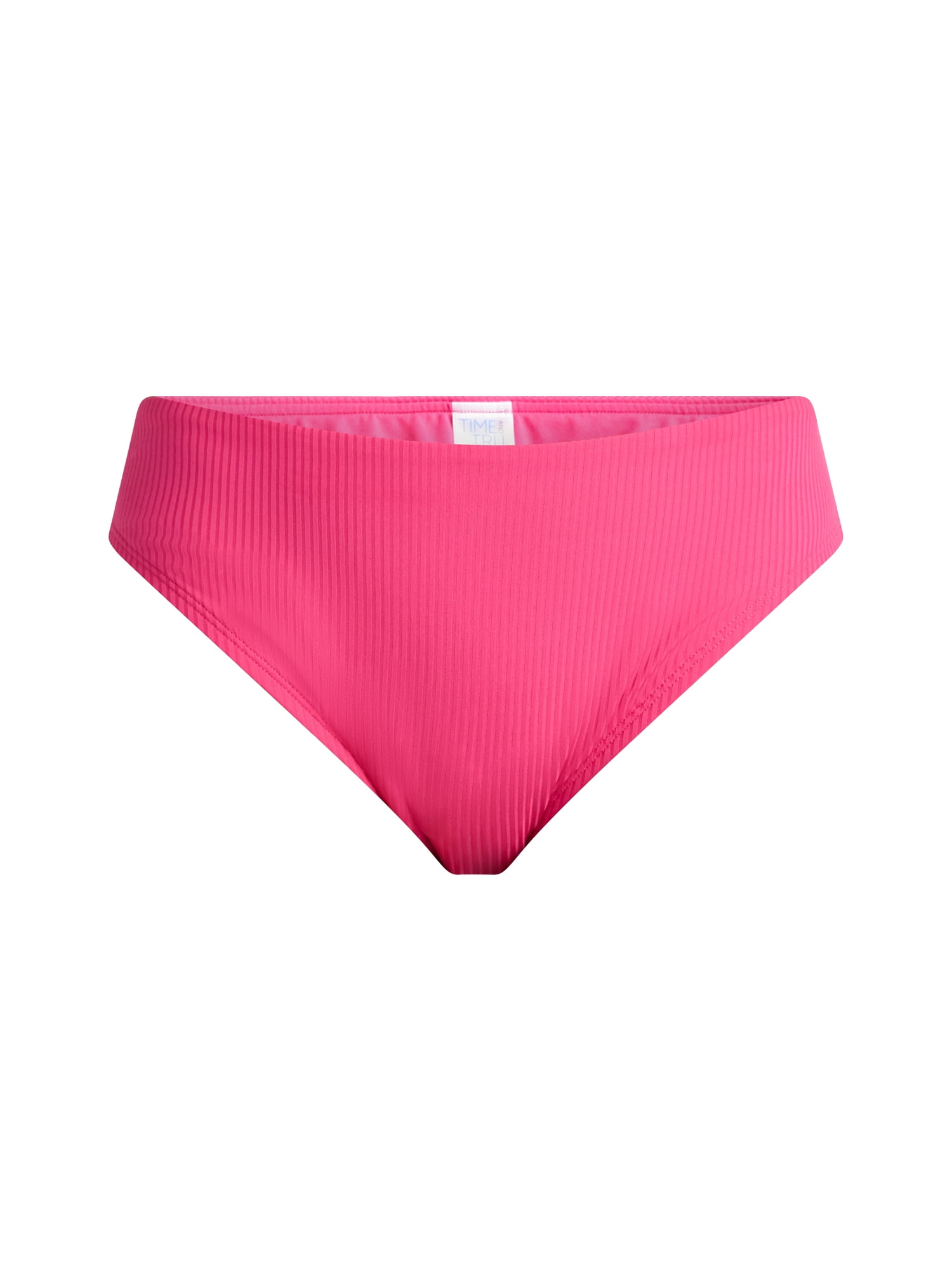 Time and Tru Women’s and Women's Plus High Cut Mid Rise Bikini Bottoms, Sizes XS-2X