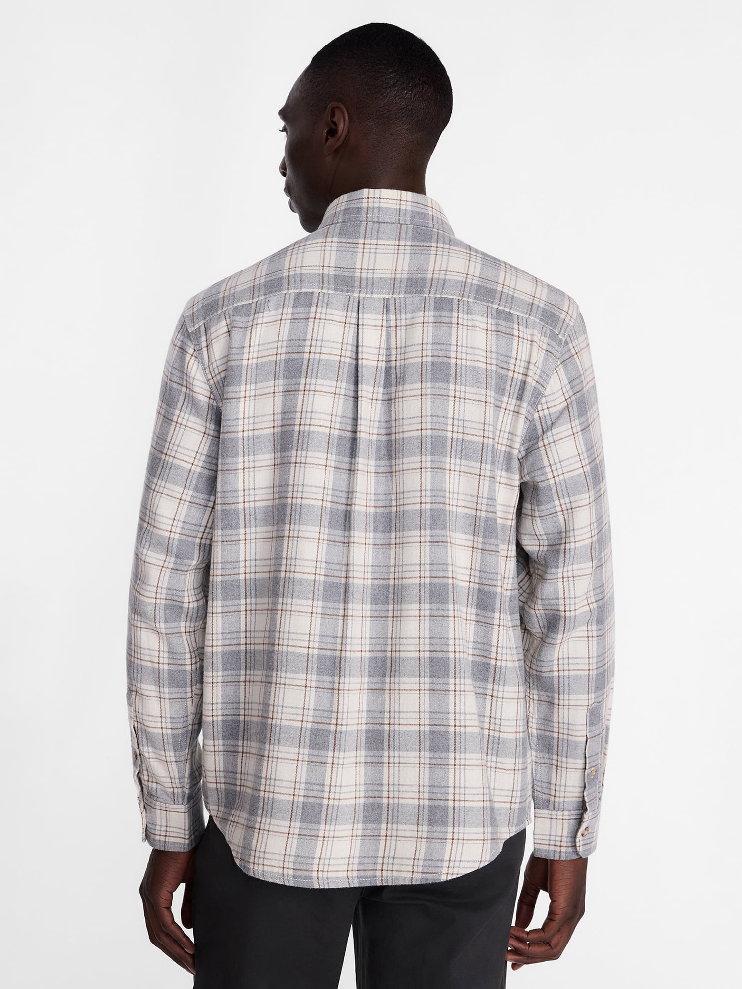 George Men's and Big Men's 100% Cotton Plaid Flannel Shirt with Long Sleeves, Sizes XS-3XL, 2XB-5XB & Tall XLT-3XLT