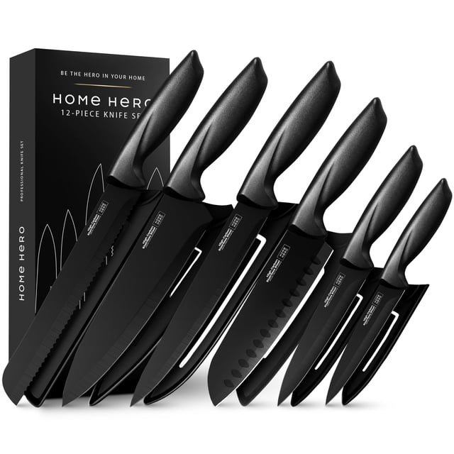 Juego de cuchillos de cocina Home Hero de acero inoxidable con alto contenido de carbono, 12 piezas