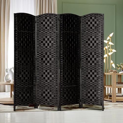 6 ft Tall Room Divider, Room Dividers and Folding Privacy Screens, 15.7in Privacy Screen 4 Panel Partition Temporary Wall Separation for Private, Black
