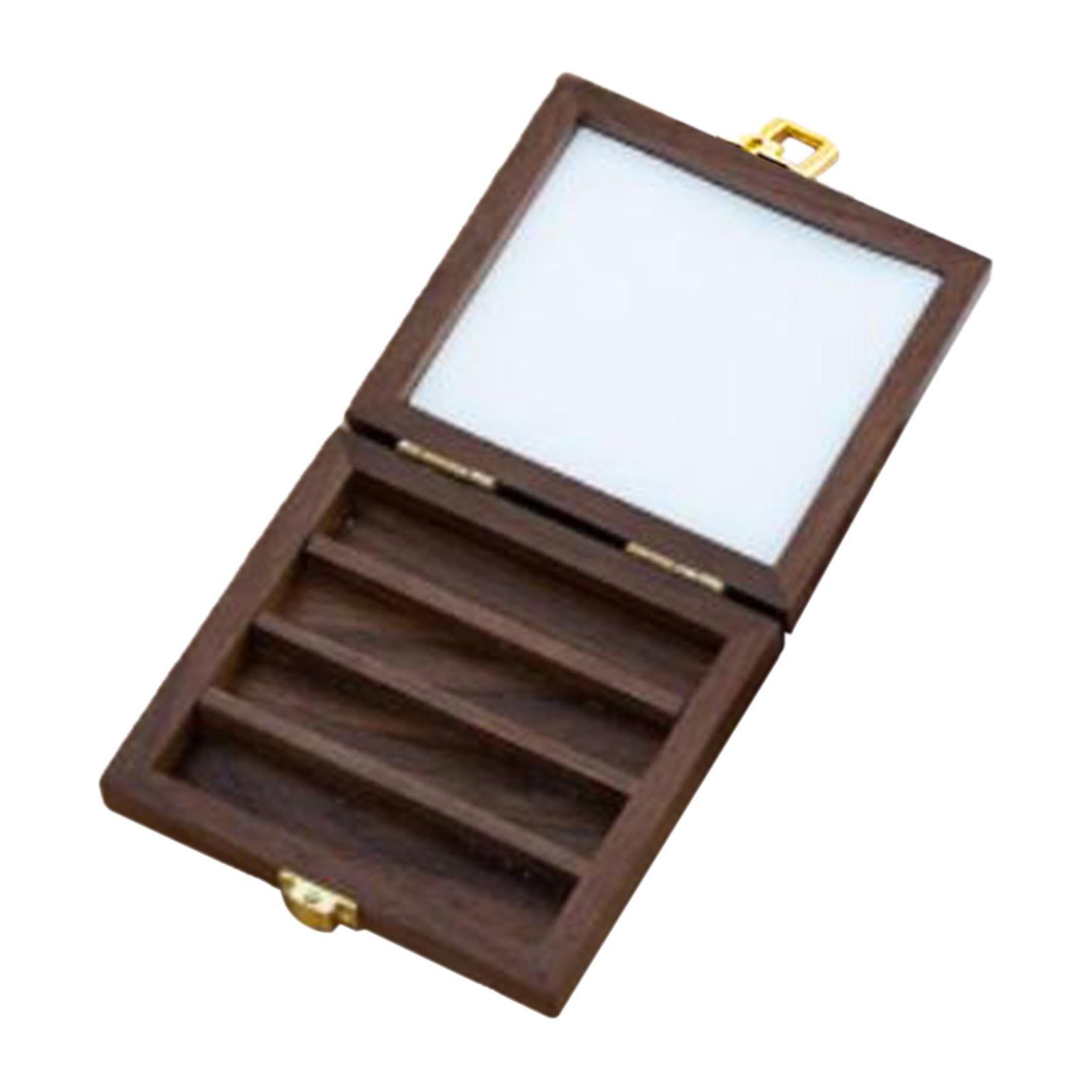 Empty Watercolor Palette with Lid Wooden Acrylic Paint Box with Mixing Area Portable Sketchbook Palette Paint Tray Box for Painters Students WITHOUT 24 Grids