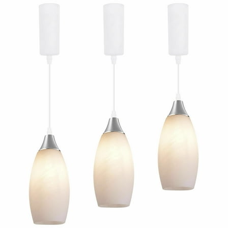 Kiven H-Type track lighting pendants Adjustable Height,Modern h track pendant lights with frosted Glass Lampsade,Decorative Track Lighting Fixture for Kitchen Island Hallway, 3-Light