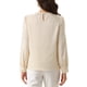 thumbnail image 3 of Blusa de satén para mujer con cuello redondo, mangas abullonadas y pliegues, blusas top M color champán, 3 of 6