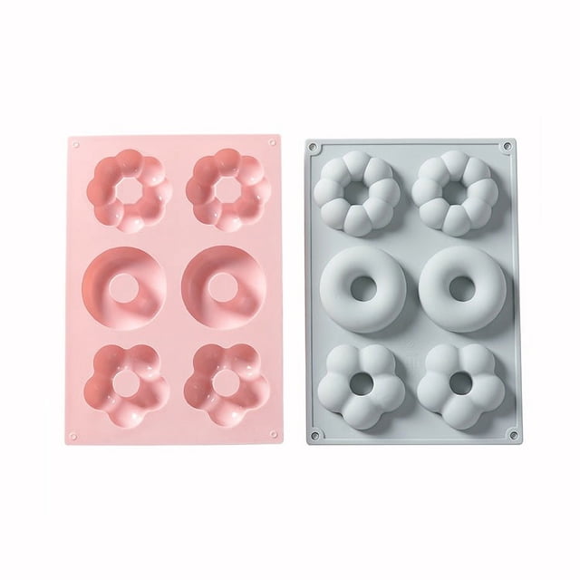 Paquete de 2 moldes para donuts de silicona antiadherente. Bandeja de láminas de molde sin BPA. Hace donas perfectas. Medidas de la bandeja Fácil limpieza