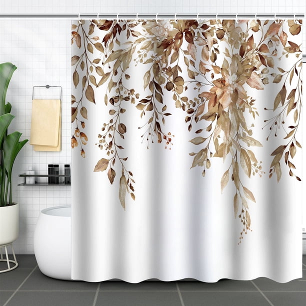 Cortina de baño, cortina de ducha de plantas verdes, impermeable y a prueba de moho, impresión digital 3D, partición de cortina de baño de bosque, no requiere perforación, 27, 120 * 180