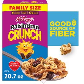 Kellogg's Raisin Bran Crunch Breakfast Cereal, Good Source of Fiber, Family Size