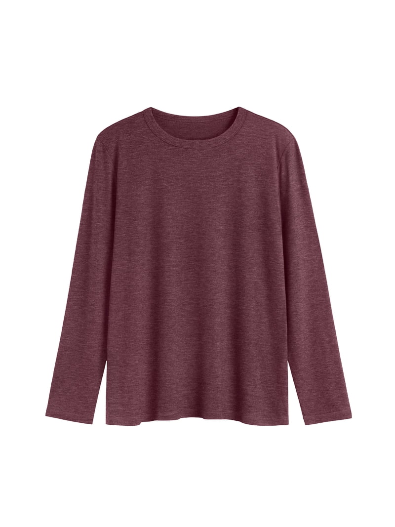 OFEEFAN Women's Long Sleeve Tunic Top - Casual Fall Shirt, Burgundy, Size Small