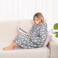 thumbnail image 4 of Gray Christmas Snowflake Pattern Blanket Hoodies for Kids 6-13YR Oversize Wearable Blanket Hoodies for Boys Girls Teens, 4 of 7