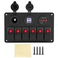 thumbnail image 3 of Ymiko Qiilu 12V 24V 6 Gang Switch Panel, Car Boat Marine LED Rocker Switch Panel Dual USB Voltmeter Lighter, 3 of 8