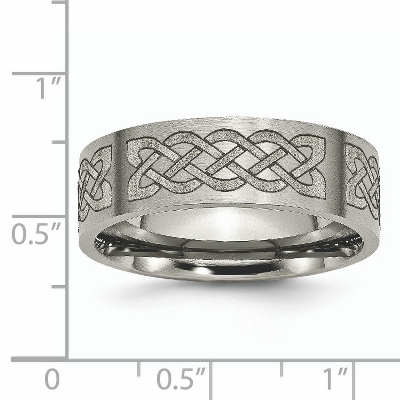 Titanium Flat 8mm Laser Design Brushed Band