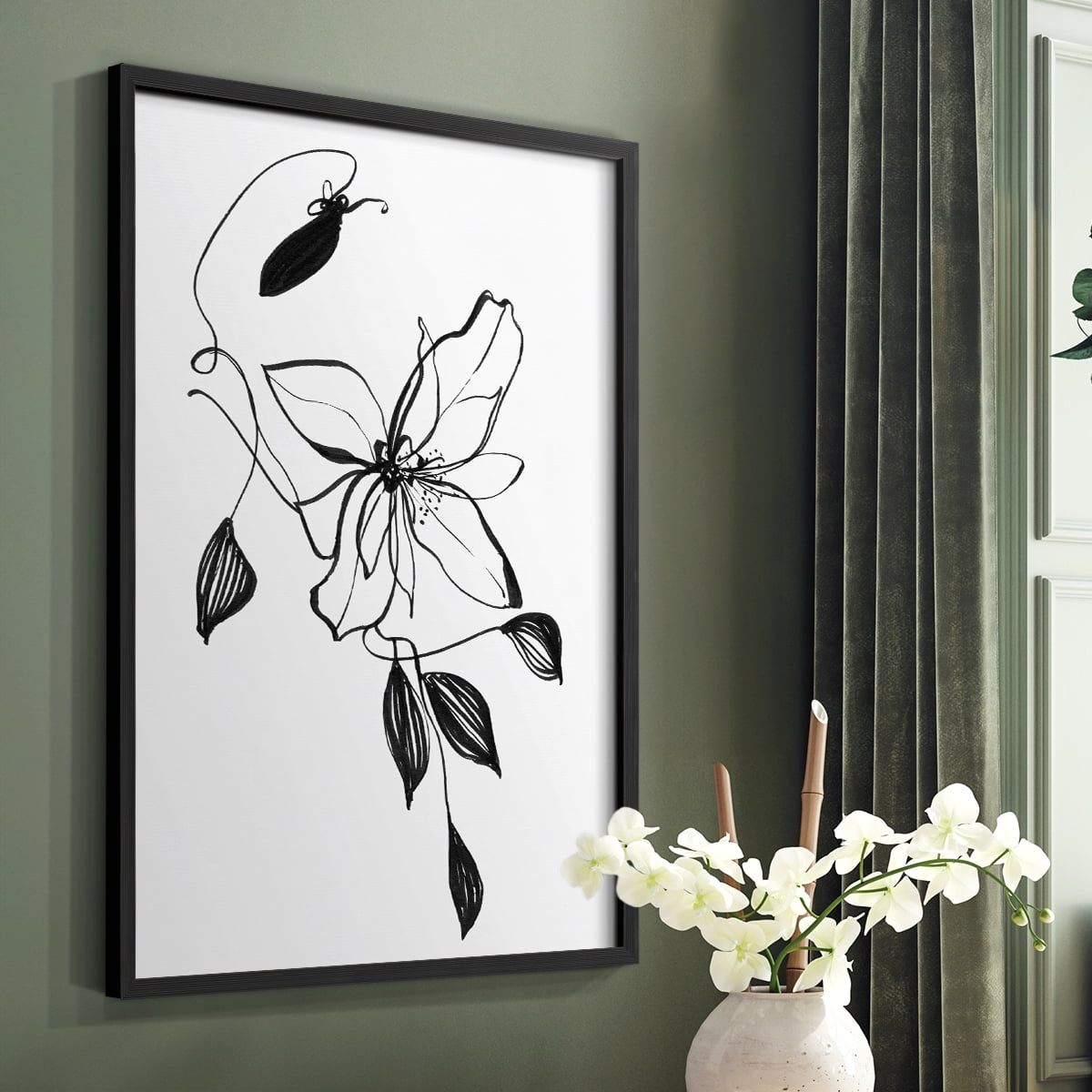 Wild Clematis I Framed Print in Black Solid Wood 22 x 28 Framed Print