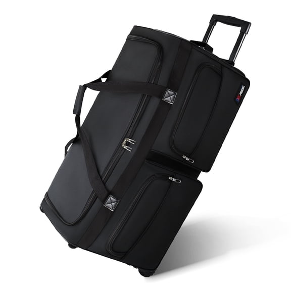 New York Xpress 30 Inch Rolling Duffle Bag with Wheels and Telescopic Handle Collapsible Travel Duffel Bag for Men & Women, Black, Tb328