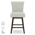 thumbnail image 6 of CHITA 26 in Upholstered Swivel Counter Bar Stools with Back&Wood Legs Set of 2, Faux Leather in Creamy Gray, 6 of 11