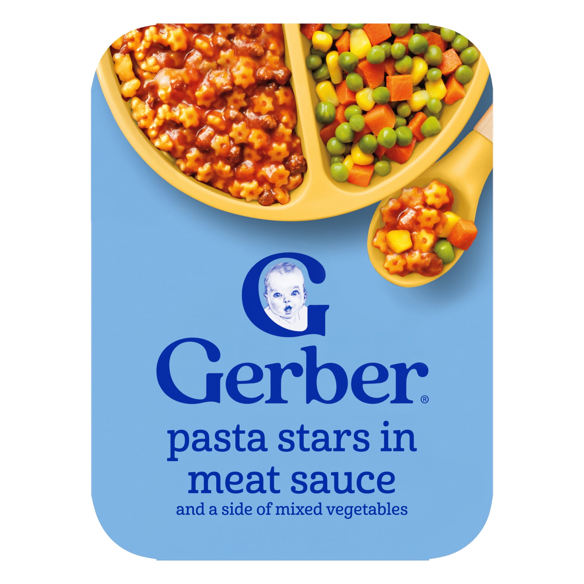 Gerber Toddler Food, Pasta Stars in Meat Sauce, Mealtime for Toddler, 6.8 oz Tray