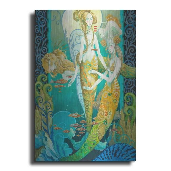 Luxe Metal Art 'The Sirens' by David Galchutt, Metal Wall Art, 12"x16"