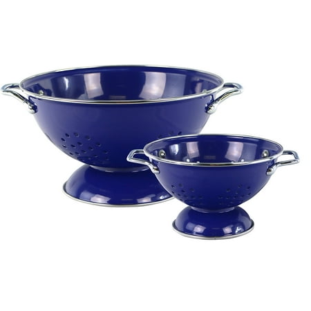Powder Coated Colander - Reston Lloyd 2 Peice powder Coated Colander Set, 1qt and 3qt, Indigo