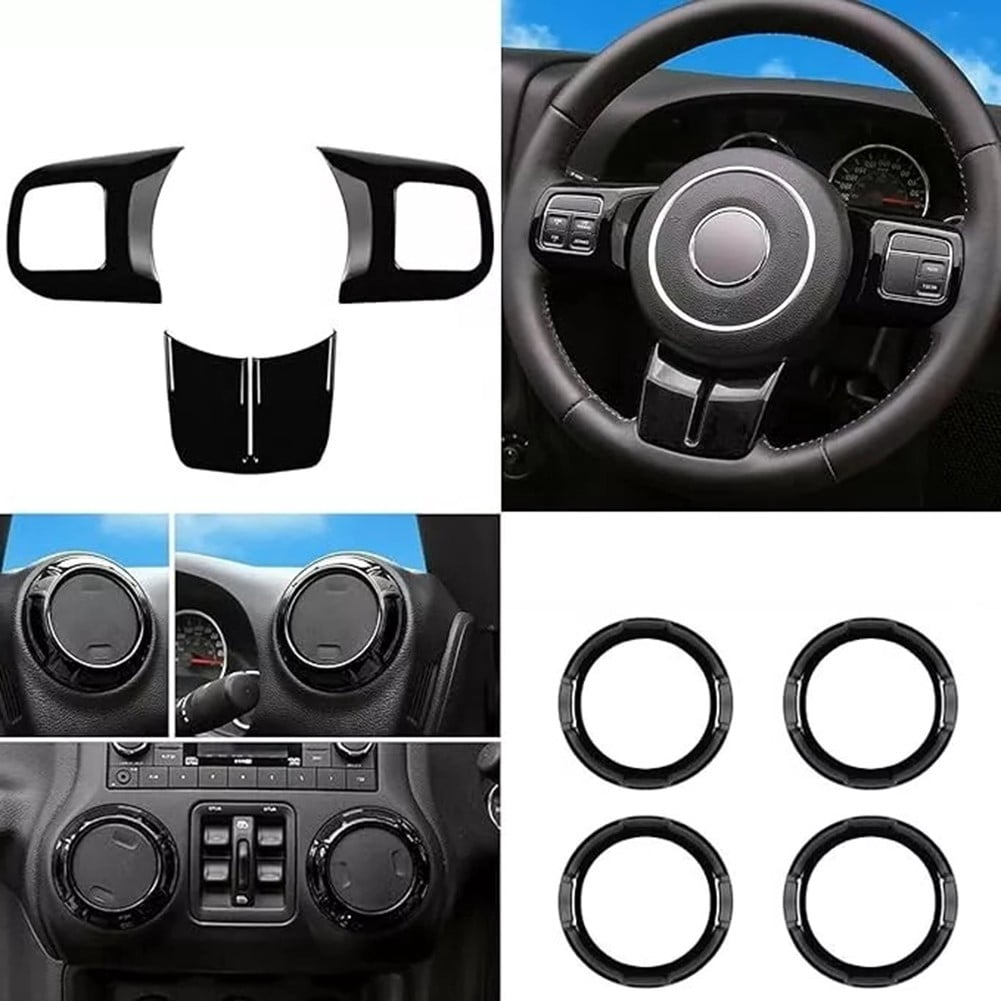 Zriyin 18pcs Car Interior Decor Trim Kits for Jeep for Wrangler JK 11-17, Black