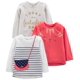 thumbnail image 1 of Camiseta Simple Joys by Carter's Girls, paquete de 3, manga larga, 2T, 1 of 2