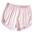 thumbnail image 4 of Hesxuno Women Satin Silk Shorts Elastic Waist Mini Shorts Color Block Casual Lounge Shorts Soft Lightweight Pajama Sleep Shorts Pink S, 4 of 4