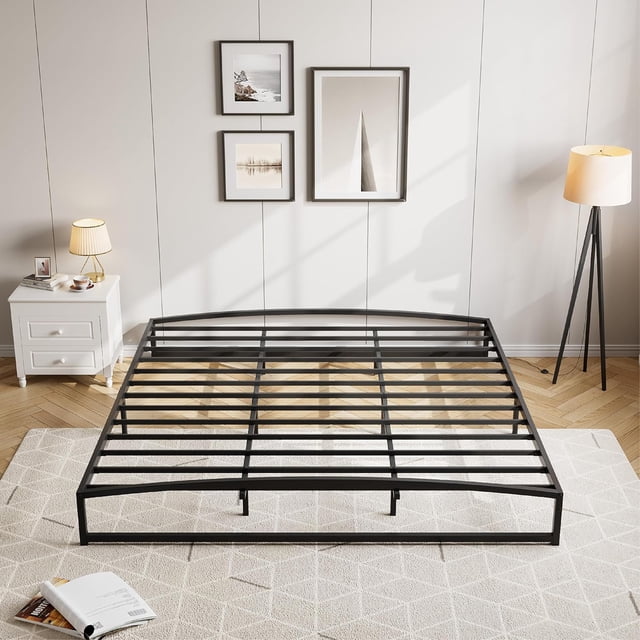 King Size Metal Bed Frame,Platform King Bed Frame with Arch Design,10 Inch Heavy Duty Strong Support Slats,Sturdy Mattress Foundation,Easy Assembly,No Box Spring Needed,Black