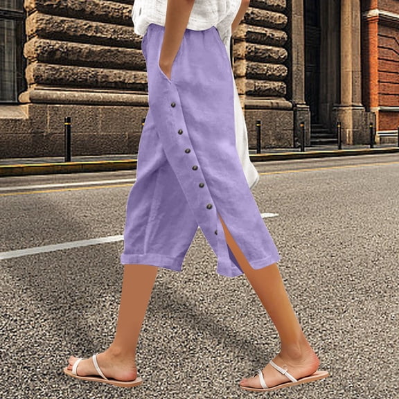 XINXIAOO Women's Pants Women's Casual Pants Light Purple Baggy Pants Lounge Pants for Women High Waisted Wide Leg Pants Womens Capris for Summer