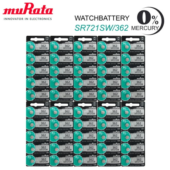 50 x 362 MURATA SR721SW 1.55V LOW DRAIN BATTERY