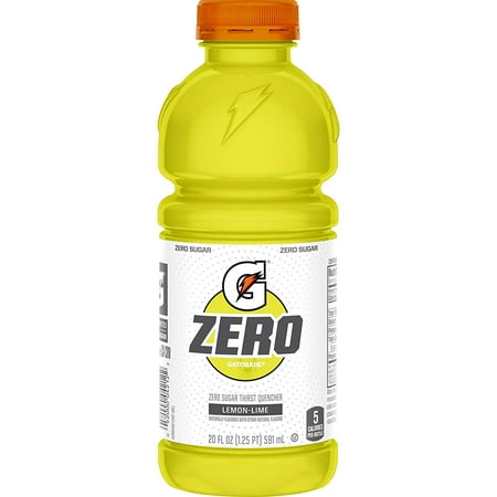 Gatorade G Zero Sugar Lemon Lime Thirst Quencher Sports Drink, 20 oz, 12 Pack Bottles